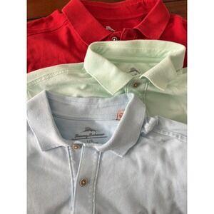 3 Tommy Bahama Mens Polo Shirt Size L Green Orange Blue Short Sleeve Golf Casual
